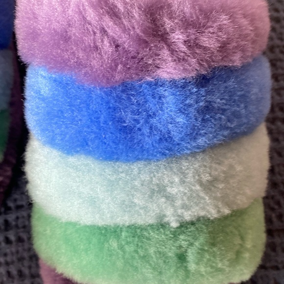 UGG Women’s Rainbow 🌈 Fluff Yeah Faux Fur Open-toe Slingback Slides Size 9 - Picture 7 of 15